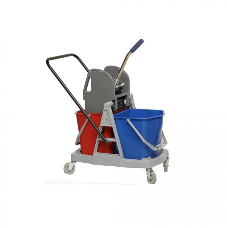 CHARIOT NETTOYAGE 2 BACS 17.5 L PRESSE A PLAT (1 U)