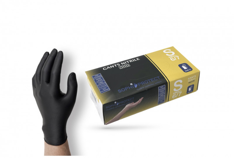 GANTS NITRILE NOIRS EPAIS NON POUDRÉS