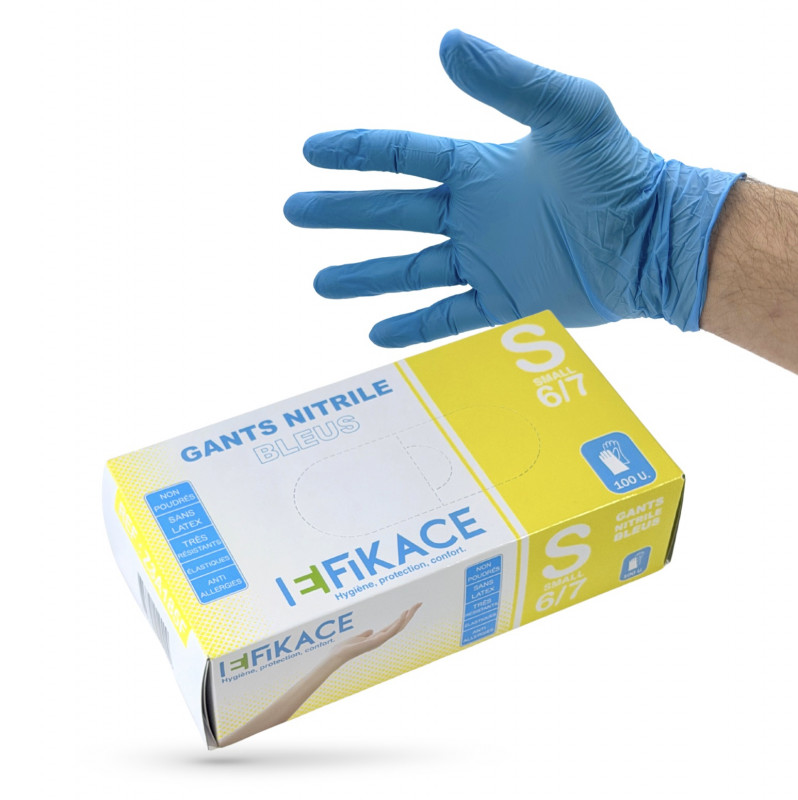 GANTS NITRILE BLEUS NON POUDRÉS